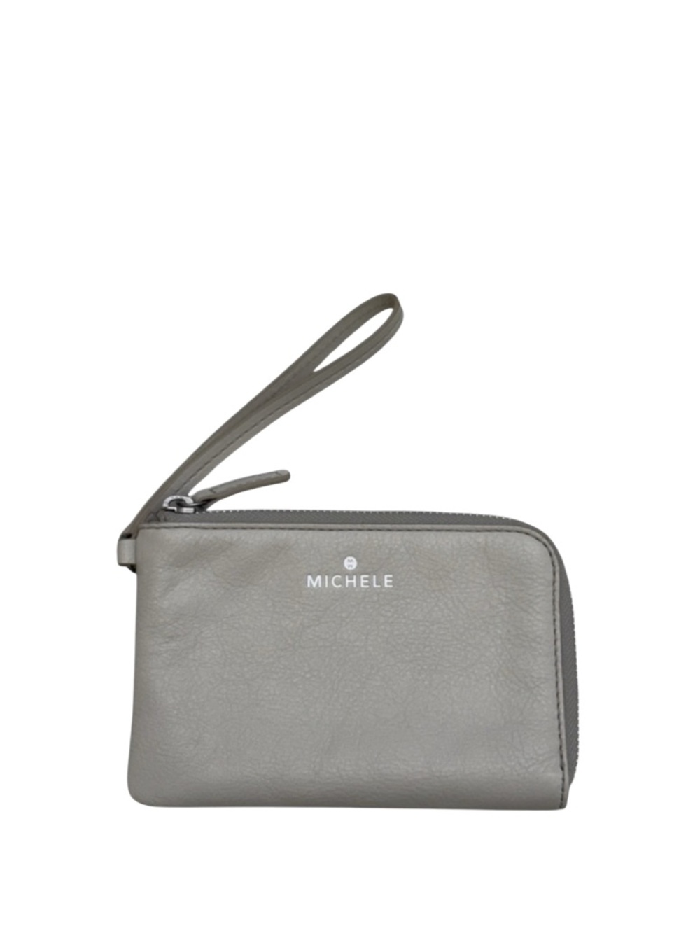 MICHELE - GREY WHITE WRISTLET ZIP BAG
